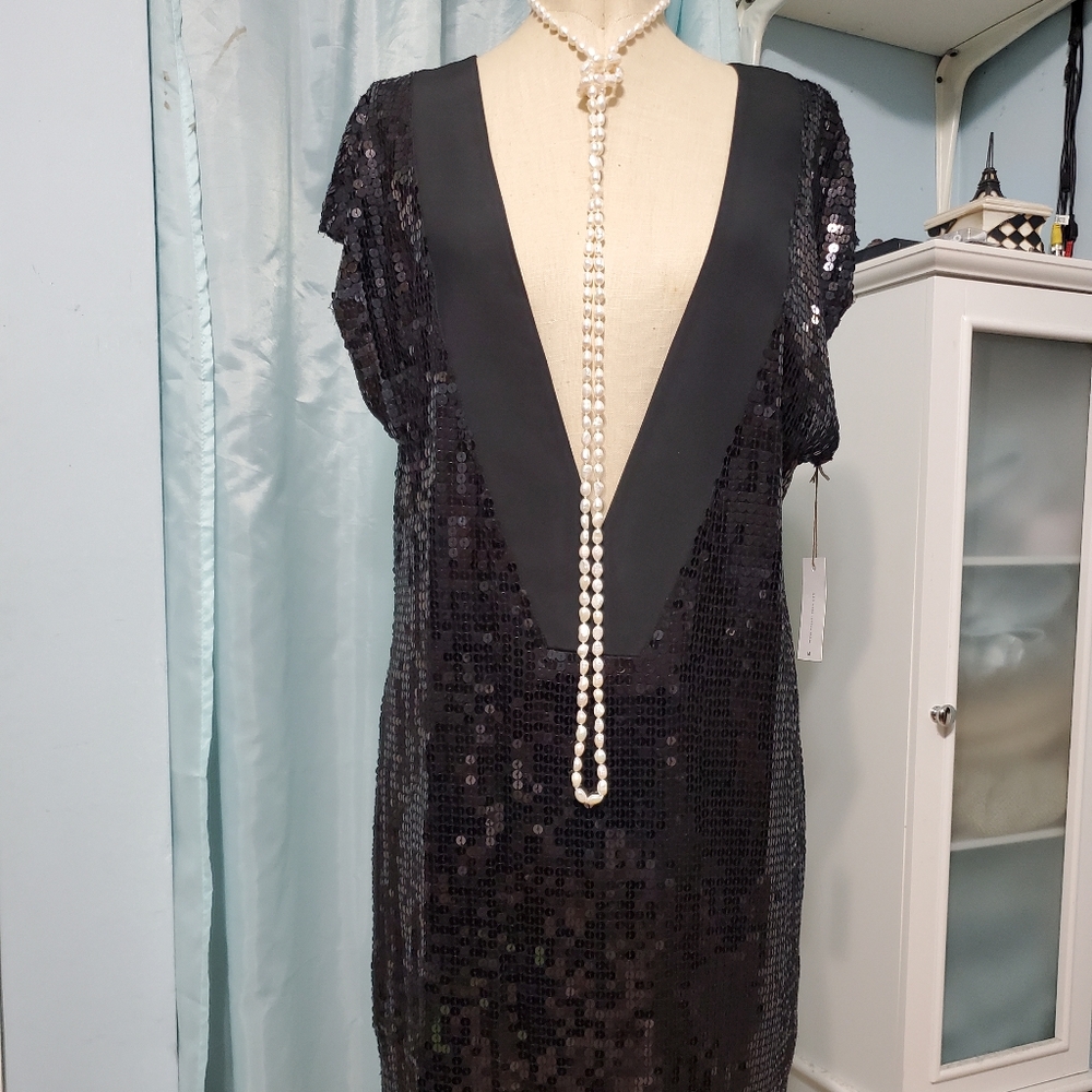 Velvet by Graham & Spencer sequin sweater knit shift dress.